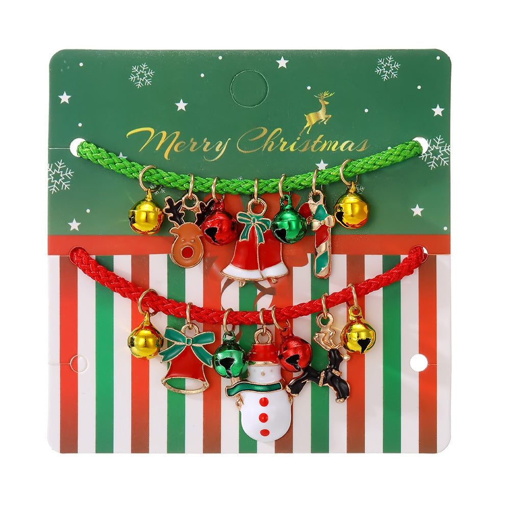 Wholesale Cartoon Oil Dripping Adjustable Christmas Elk Bell Bracelet